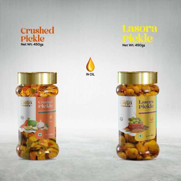 Organic Crushed Pickle & Lasoora Pickle 450g Each