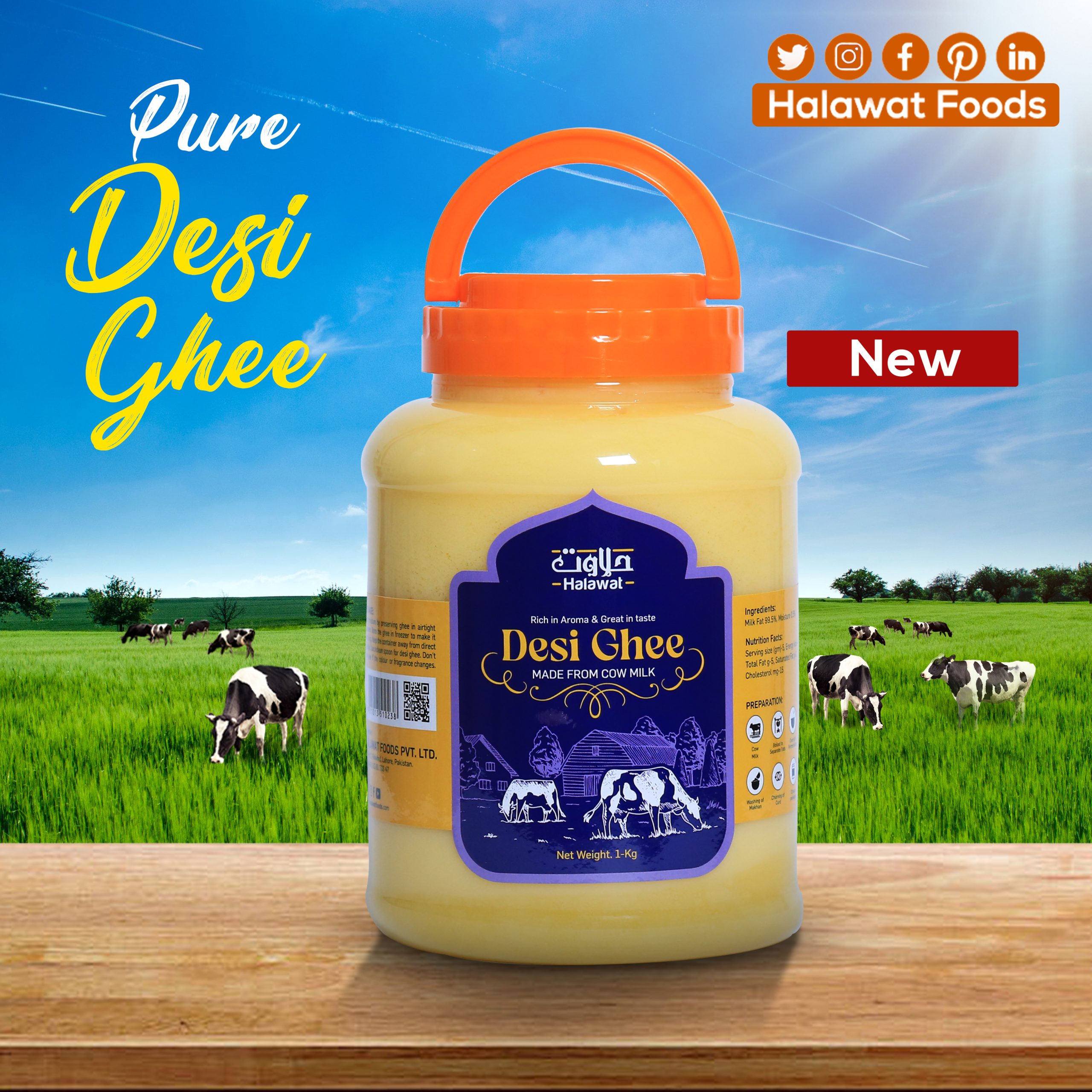 Pure Desi Ghee (Made From Cow Milk) Halawat Foods
